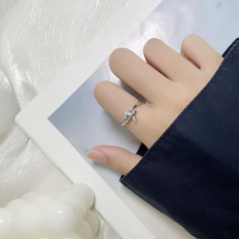 Cute Plane Open Rings Sterling Silver Plated Adjustable Cubic Zirconia Crystal Dainty Finger Band Rings Open Aircraft Jewelry Promise Engagement for Women Valentine's Day Daughter Girlfriend Gift in Kuwait