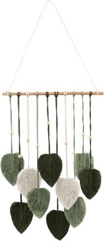 LORGVEXN Macrame Wall Hanging Leaves Tapestry, Handmade Woven Tapestry, Chic Yarn Tassels Leaf Wall Art Decor for Bedroom Living Room Office Apartment (green) in Saudi Arabia