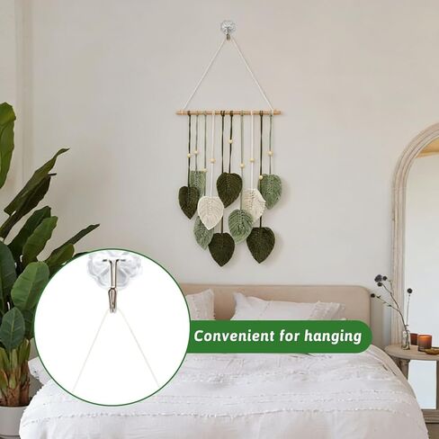 LORGVEXN Macrame Wall Hanging Leaves Tapestry, Handmade Woven Tapestry, Chic Yarn Tassels Leaf Wall Art Decor for Bedroom Living Room Office Apartment (green) in Saudi Arabia