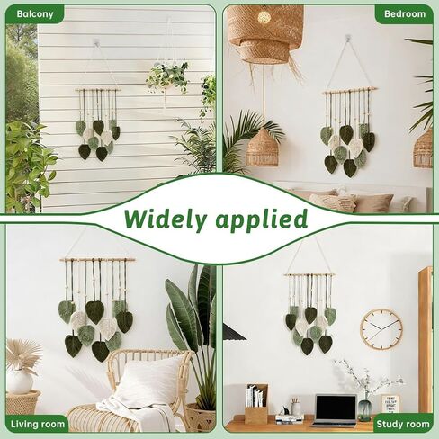 LORGVEXN Macrame Wall Hanging Leaves Tapestry, Handmade Woven Tapestry, Chic Yarn Tassels Leaf Wall Art Decor for Bedroom Living Room Office Apartment (green) in Saudi Arabia
