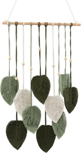 LORGVEXN Macrame Wall Hanging Leaves Tapestry, Handmade Woven Tapestry, Chic Yarn Tassels Leaf Wall Art Decor for Bedroom Living Room Office Apartment (green) in Saudi Arabia