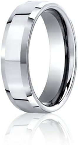 FJC Finejewelers Benchmark Cobalt-Chrome 7mm Comfort-fit High Polished Beveled Edge Design Ring in Saudi Arabia