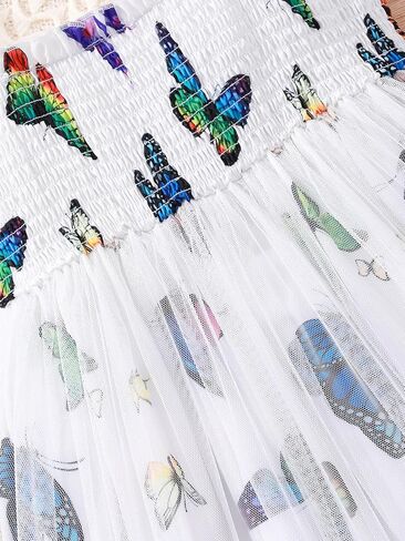 Girls Dresses Butterfly Print Mesh Sleeveless A-Line Sundress Summer Casual & Party Wear 8-12Y in Kuwait