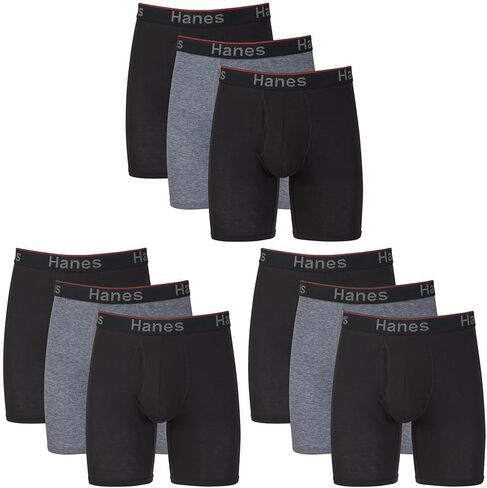 Hanes Total Support Pouch Men's Boxer Briefs Pack, Anti-Chafing, Moisture-Wicking Underwear, Odor Control (Reg or Long Leg) (Pack of 3) in Kuwait