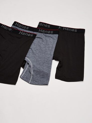 Hanes Total Support Pouch Men's Boxer Briefs Pack, Anti-Chafing, Moisture-Wicking Underwear, Odor Control (Reg or Long Leg) (Pack of 3) in Kuwait