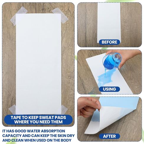 33 Pack Skinfold Dry Sheet Skin Moisture Management Individually Wrapped Skinfold Protector Pads with Non-woven Tape Set Pre-cut Non-chafing Underarm Neck Tummy Liner 6" x 14" in Kuwait