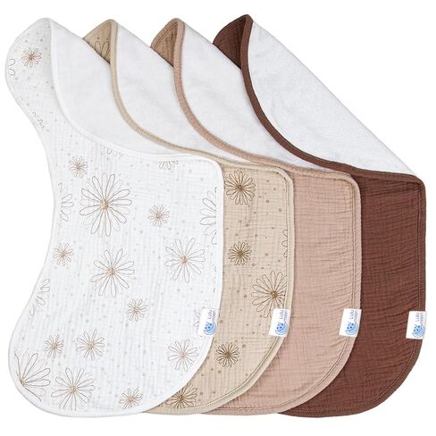 lulumoon Muslin Burp Cloths for Babies: 100% Soft Cotton Large Burping Cloths - Neutral Baby Burp Rags for Boy and Girl - Absorbent Burp Cloth for Spit-Ups 6 Pack in Kuwait