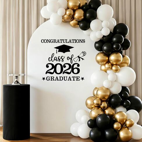 Black Congrats Grad Decals Graduation Decals for Arch Backdrop Class of 2026 Vinyl Sticker Graduation Decals for Fabric Graduation Sign for Background in Saudi Arabia