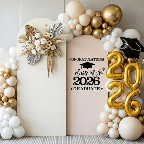 Black Congrats Grad Decals Graduation Decals for Arch Backdrop Class of 2026 Vinyl Sticker Graduation Decals for Fabric Graduation Sign for Background in Saudi Arabia