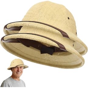 2 Pcs Pith Helmet Hat for Men, Adjustable Straw Sun Hats, Breathable Adult British Safari Explorer Hat for Outdoor Adventuring, Fishing, Hiking, Gardening in Saudi Arabia