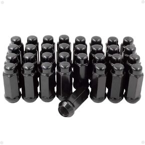 Wheel Accessories Parts Install Kit 14x2 Aftermarket Lug Nuts Black Set of 32 Bulge Acorn 2.25 Long 19mm(3/4") Hex - M14x2.0 Wheel Lug Nuts (Lugs Only) (32 PC, Black, 14 x 2) in Saudi Arabia