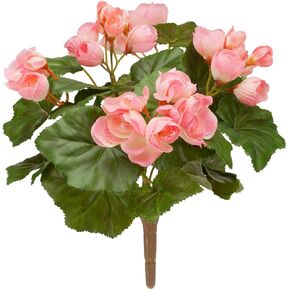 OakRidge Silk Begonia Bush – Artificial Flowers Outdoor Décor – Coral, 10" Long in Kuwait