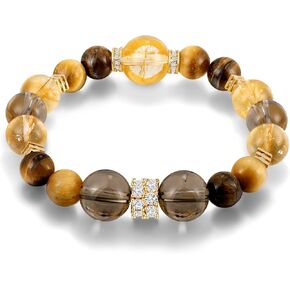 Beaded Crystal Bracelet for Women & Men, Natural Tiger Eye Stone | Chakra Bracelet, Adjustable, Anxiety Relief, Party & Gift in Kuwait