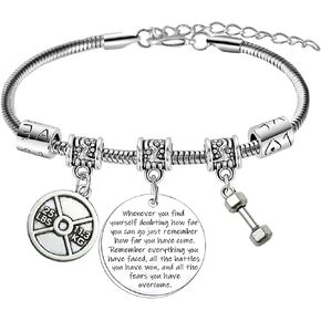 Dumbbell Workout Bracelet Fitness Bracelet Workout Weight Lifting Gifts Power Lifting Inspirational Gifts Gym Accessories for Women Men Friends Sister Sports Gym Gift in Saudi Arabia
