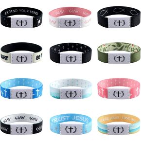 12PCS Bible Verse Bracelets Jesus Christian Bracelet with NFC Elastic Wearable Scripture Bracelets Bulk Inspirational Bibles Religious Jewelry Easter Gifts for Teens Women Men Tap to Pray Bracelet in Saudi Arabia