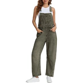 SCOFEEL Women's Baggy Denim Overalls Loose Fit Barrel Leg Bib Jean Overall Jumpsuit with Adjustable Straps Denim Romper in Saudi Arabia