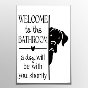 HNNXAR Funny Bathroom Wall Art,Welcome To The Bathroom A Dog Will Be With You Shortly Signs Pictures Posters,Black and White Funny Canvas Paintings Prints,Cute Dog Wall Decor 12x16in Unframed in Saudi Arabia