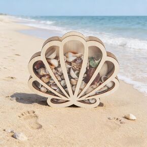Seashell Display Box with Acrylic Panel, Seashell Holder Display Case for Small Shells, Wooden Shadow Box for Mini Starfish Storage Collection Case, Beach Home Decor Ocean Themed Gifts in Kuwait