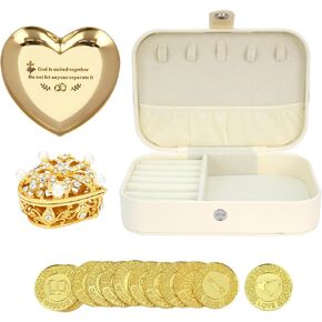 TINGKU English Wedding Arras – rras Para Boda Catolica, Arras de Boda Cristiana con 13 Blessing Coins, Christian Wedding Arras, Decoración para Bodas, Leather Box-Gold Coins HB in Saudi Arabia