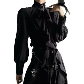Y2K Ouji Fashion Victorian Blouse Women Vintage Emo Goth Grunge Visual Kei Lolita Shirt Tops Alt Clothes in Saudi Arabia