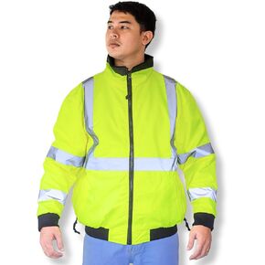 North 15 Men's High Visibility Safety Bomber Jacket, Fleece Lined in Saudi Arabia