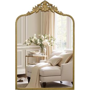 G-LEAF Vintage Baroque Mirror 30"X48", Victorian Antique Mirror with Brush Black Ornate Metal Frame for Fireplace Entryway Living Room Hallway Bathroom in Saudi Arabia