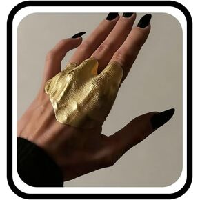 Gothic Finger Ring for Women, Chunky Irregular Wide Open Band Gold Plated Joint Statement Cocktail Party Jewelry in Saudi Arabia