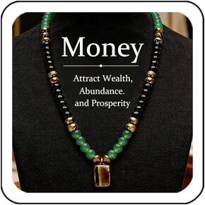 Money Necklaces for Women - Natural Tigers Eye Necklace with Feng Shui Coins, Wealth Attraction & Protection Jewelry, Spiritual Crystal Beaded Gifts for Luck in Saudi Arabia