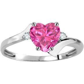 Star K Heart Shape 6mm Created Pink Sapphire bypass Ring 10kt Gold in Saudi Arabia