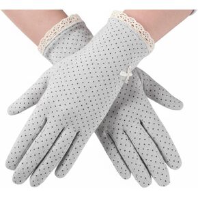 QPIXVB Sun Gloves for Women UV Protection,Driving Gloves Women,Cute Summer Dots Cotton Lace Anti-Skid Glove in Saudi Arabia