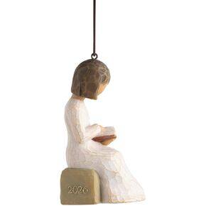 Willow Tree 2026 Ornament, “Reflecting on a Year of Memories", Dated Figure Reading Book commemorates Teachers, Graduates, Lifelong learners, Sculpted Hand-Painted Ornament in Kuwait