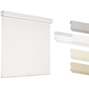 HESTIA No Drill Cordless Blackout Roller Shades for Windows, Heat Insulated Privacy Jacquard Fabric Blinds with Valance for Bedroom and Home Office, White, 22.5" W x 72" H in Saudi Arabia
