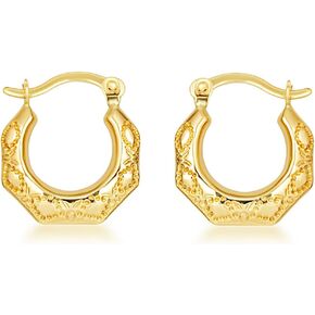 Gold Butterfly Textured Huggie Hoop Earrings for Women | 10K or 14K Yellow Gold in Saudi Arabia