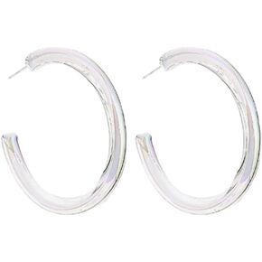 Acrylic Transparent Hoop Earrings Minimalist Resin Earrings Geometric Trendy Chunky Earrings for Women in Saudi Arabia