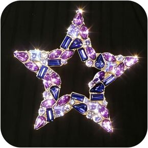 Sparkly Purple Hollow Crystal Star Brooch, Chic Large Rhinestone Stars Lapel Pins for Women Delicate Glittering Statement Party Mother'S Day Jewelry Gifts in Saudi Arabia