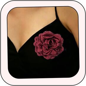 Large Fabric Rhinestone Rose Flower Brooch Pin for Women Flowers Lapel Pins for Dress Suit Hat Bag Pin for Clothes Accessories Yellow Blue White Red Pink Rose Flowers Hair Clips Pins in Kuwait