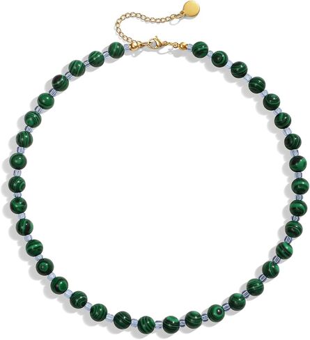 Beaded Gemstone Necklaces for Women Boho Natural Stone Baed Choker Necklaces Colorful Handmade Jewelry Gifts for Summer Vacation Beach in Saudi Arabia