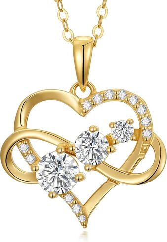 SISGEM 14K Real Gold Heart Infinity Necklace for Women,Yellow Gold 1.2 cttw Moissanite Infinite Love Pendant Necklaces Mother's Day Birthday Gifts for Her 16‘’-18‘’ in Kuwait