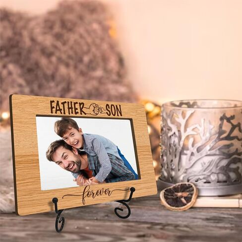 Father & Son Picture Frame, Dad Photo Frame, Dad Gifts from Son, Wood Picture Frame Holds 4x6 Inches Photo, Gifts for Father's Day Birthday Christmas, Frame for Tabletop Display - A16 in Saudi Arabia