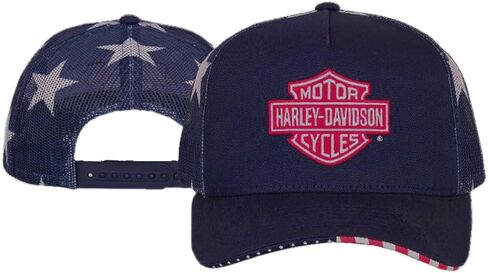 قبعة Harley-Davidson للرجال United B&S Logo قابلة للتعديل لسائقي الشاحنات الوطنية، باللون الأزرق in Kuwait