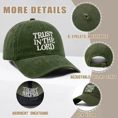 Fkatuzi Trust in The Lord Hats for Men Women Christian Jesus Faith Hats Religious God Hat Embroidered Baseball Caps Cotton in Saudi Arabia