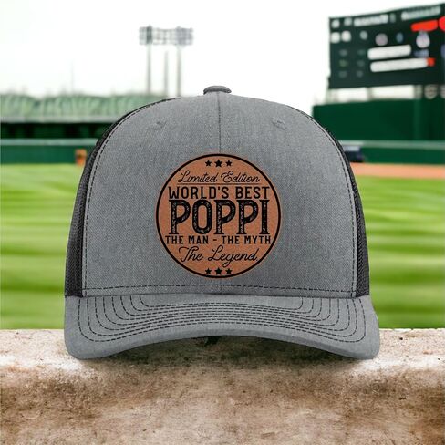 Poppi The Man The Myth The Legend Hat - Grandpa Gift for Poppi - Promoted to Grandpa - Worlds Best - Fathers Day Christmas Bday Gift from Grandson Granddaughter Grandkids - Richardson 112 Trucker Hat in Saudi Arabia