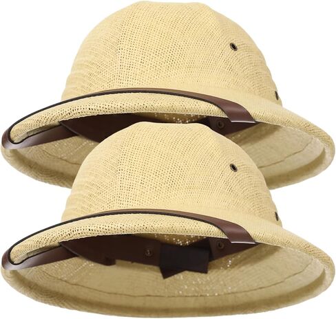 2 Pcs Pith Helmet Hat for Men, Adjustable Straw Sun Hats, Breathable Adult British Safari Explorer Hat for Outdoor Adventuring, Fishing, Hiking, Gardening in Saudi Arabia