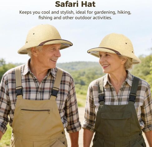 2 Pcs Pith Helmet Hat for Men, Adjustable Straw Sun Hats, Breathable Adult British Safari Explorer Hat for Outdoor Adventuring, Fishing, Hiking, Gardening in Saudi Arabia