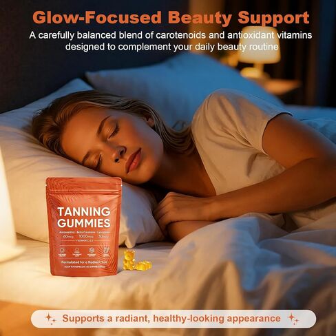 2026 New Skin Tanning Gummies for Women, Astaxanthin, Beta Carotene & Lycopene Blend with Vitamins C & E, Radiant Healthy Skin, Sour Watermelon Flavor, Vegan & Sugar-Free, 60 Count. in Saudi Arabia