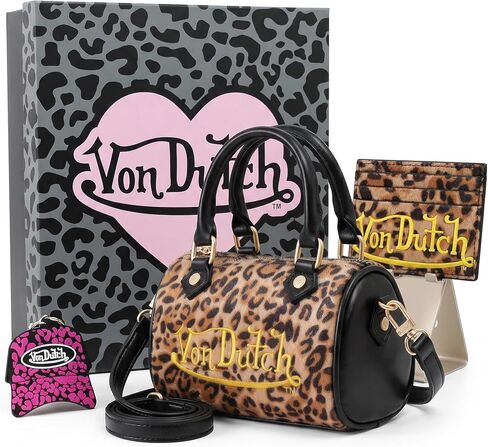 Von Dutch Mini Bowling Bag Purse Gift Set for Women, Vegan Leather Purse and Wallet Set, Bag Charms in Saudi Arabia