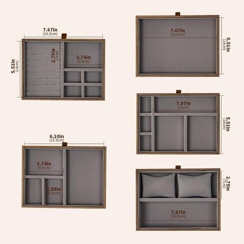 Double Door Jewelry Organizer, 5 Tiers Walnut Wood Jewelry Box with Begonia Flower Metal Handle, Large Storage Organizer for Women | 9.07" in Saudi Arabia