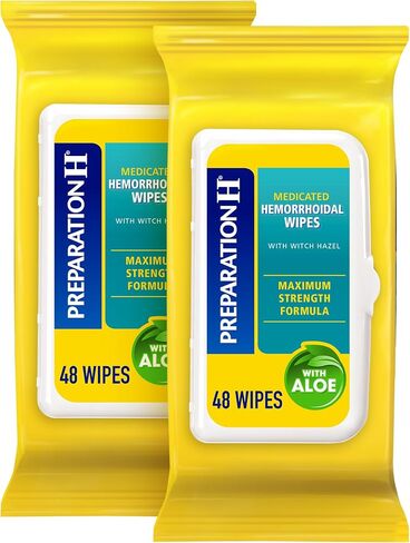 Preparation H Hemorrhoid Flushable Wipes with Witch Hazel for Skin Irritation Relief - 96 Count in Kuwait