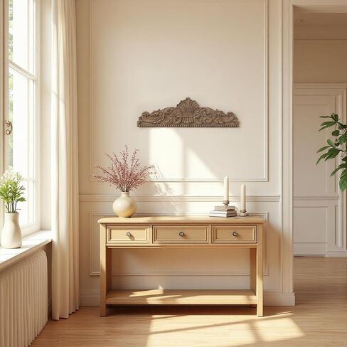SOFE Large Wooden Wall Pediment, 33 × 10 Inches Farmhouse Scroll Wall Art, Above Door Walls Decor, Vintage Home Office Entryway Accent Wall Sculpture in Saudi Arabia