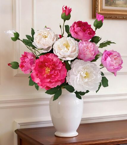 Yastouay 3 Bouquets Peonies Artificial Flowers with 22'' Long Stems, Latex Real Touch Faux Peony Flowers, Fake Peonies Bouquet for Table Centerpieces, Vases Home Wedding Party Decor (Mixed Pink) in Saudi Arabia